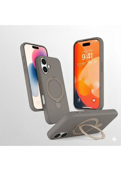Iphone 17 Uyumlu Kılıf Magsafe Şarj Destekli Açılır Standlı Çizilmez Yumuşak Kapak