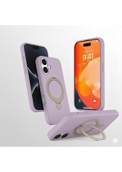 Iphone 16 Plus Uyumlu Kılıf Magsafe Şarj Destekli Açılır Standlı Çizilmez Yumuşak Kapak