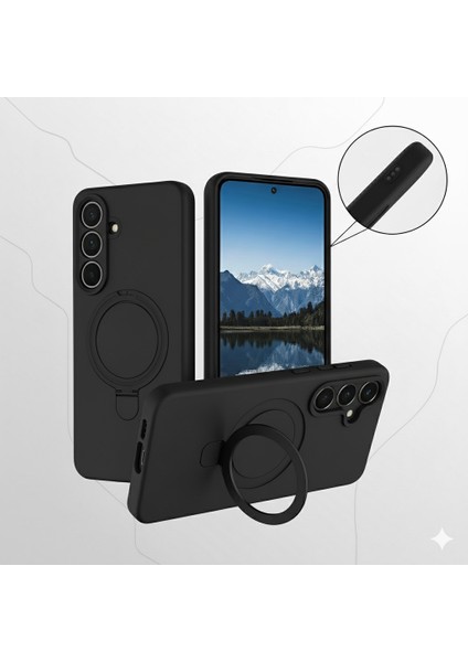 Samsung Galaxy S24 Fe Uyumlu Kılıf Magsafe Şarj Destekli Açılır Standlı Çizilmez Yumuşak Kapak