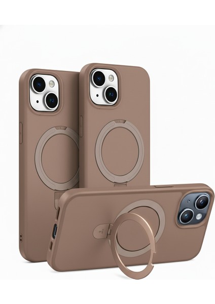 Iphone 15 Plus Uyumlu Kılıf Magsafe Şarj Destekli Açılır Standlı Çizilmez Yumuşak Kapak