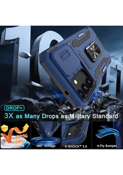 Samsung Galaxy S25 Fe Uyumlu Ekran Koruyuculu Kılıf Sürgülü Yüzüklü Standlı Darbe Emici Tank Kapak modelleri