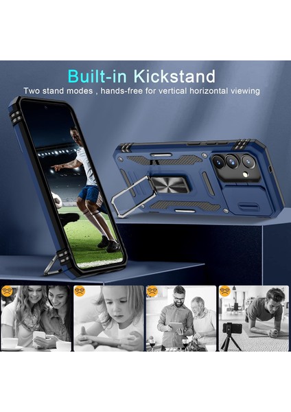 Samsung Galaxy S25 Fe Uyumlu Ekran Koruyuculu Kılıf Sürgülü Yüzüklü Standlı Darbe Emici Tank Kapak fırsatları