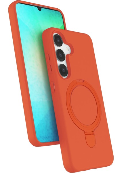 Samsung Galaxy S25 Kılıf Magsafe Şarj Destekli Açılır Standlı Çizilmez Yumuşak Kapak