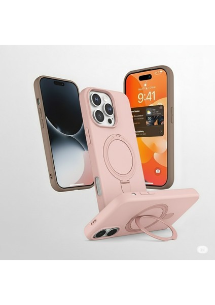 Iphone 16 Pro Uyumlu Kılıf Magsafe Şarj Destekli Açılır Standlı Çizilmez Yumuşak Kapak