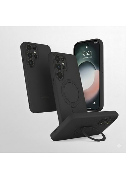 Samsung Galaxy S25 Ultra Uyumlu Kılıf Magsafe Şarj Destekli Açılır Standlı Çizilmez Yumuşak Kapak