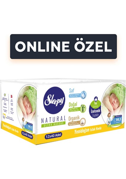 Natural Yenidoğan Islak Havlu 12X40 Adet