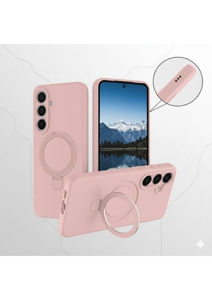 Samsung Galaxy S24 Fe Uyumlu Kılıf Magsafe Şarj Destekli Açılır Standlı Çizilmez Yumuşak Kapak