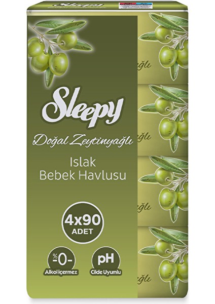 Islak Havlu Zeytinyağlı 4X90'LI