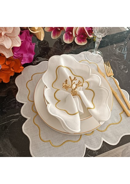 Ekru ve Ebruli Gümüş, Silver Detaylı Amerikan Servis, Supla Leke Tutamaz Kumaş Özellikli 2 Adet modelleri