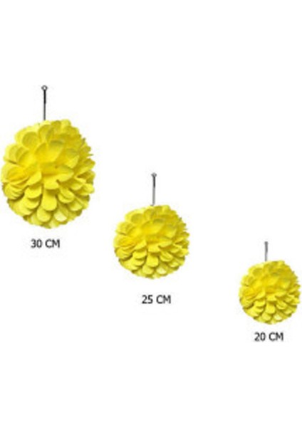 Süs Ponpon Petekli 3lü Set Sarı Pk:3