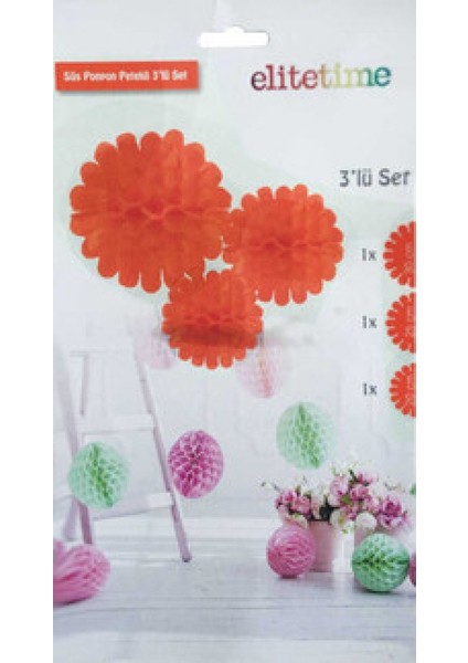 Süs Ponpon Petekli 3lü Set Sarı Pk:3 modelleri