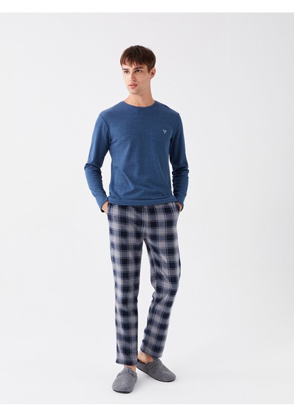 Yeni Sezon Standart Kalıp Ekose Polar Pijama Alt