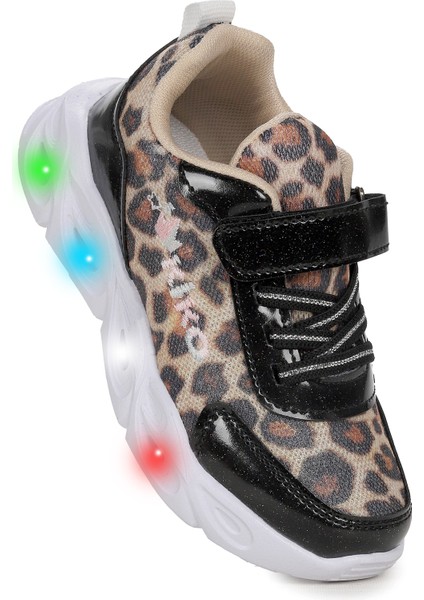 Teno Cırtlı Işıklı Leopar Kız Çocuk Spor Ayakkabı