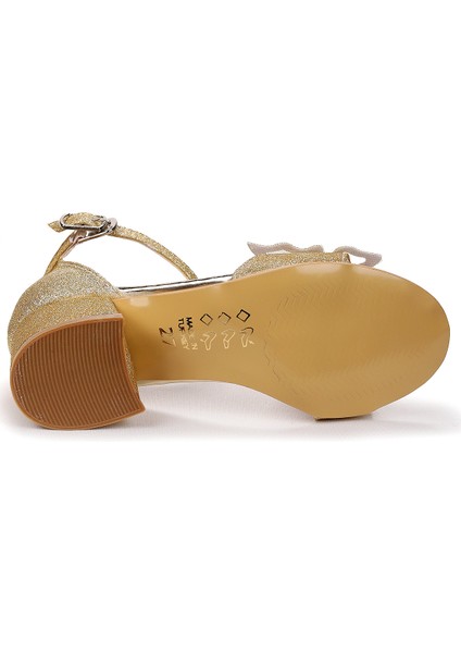 Zete Kum Simli Kız Çocuk 4 Cm Topuklu Sandalet Abiye Ayakkabı indirimleri