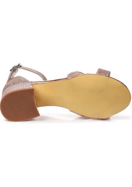 Tanda Kum Simli Kız Çocuk 4 Cm Topuklu Sandalet Abiye Ayakkabı indirimleri