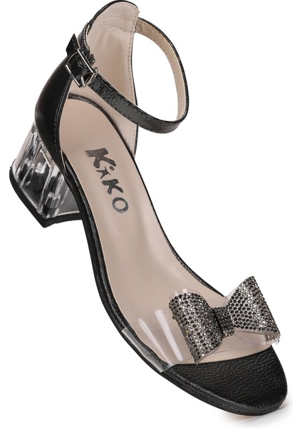 Tire Vakko Kız Çocuk 4 Cm Şeffaf Topuklu Sandalet Abiye Ayakkabı