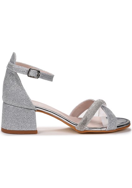 Tanda Kum Simli Kız Çocuk 4 Cm Topuklu Sandalet Abiye Ayakkabı modelleri