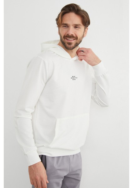 Yazı Baskılı Kapüşonlu Sweatshirt
