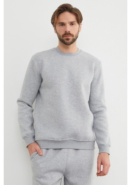 3 Iplik Basic Bisiklet Yaka Sweatshirt