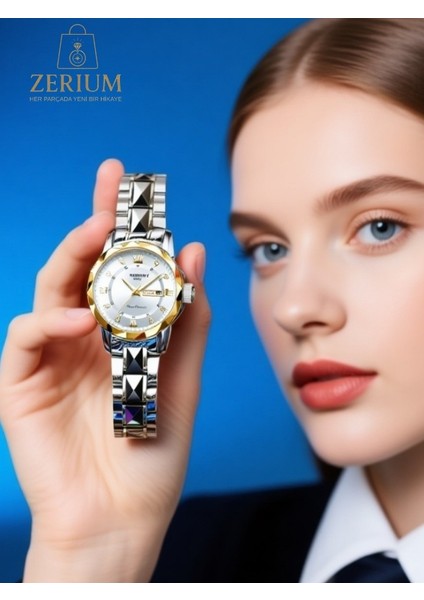 Crystal Shine Ipx7 Su Geçirmez – Doğal Işıklı ve Takvimli Modern Çelik Kadın Saat fırsatları
