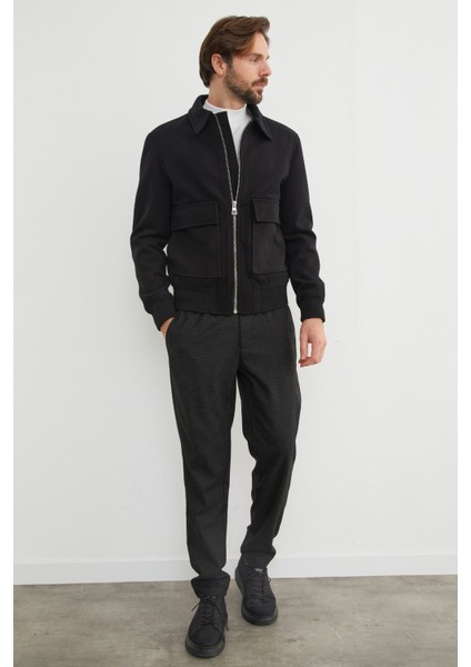 Fermuarlı Polo Yaka Cepli Kaşe Ceket fırsatları