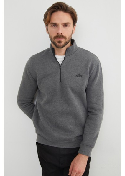 3 Iplik Yarım Fermuarlı Sweatshirt