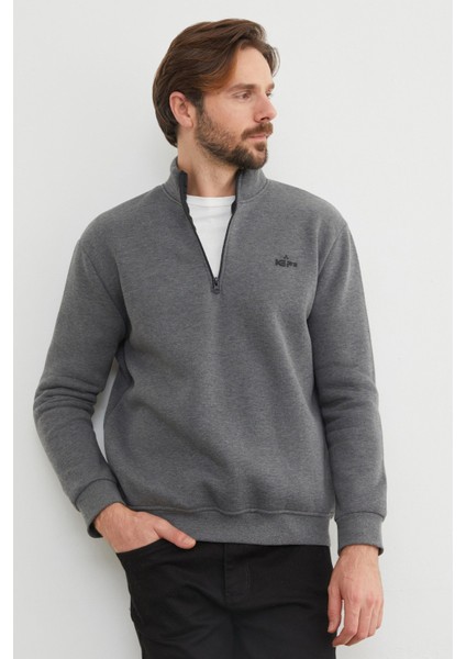 3 Iplik Yarım Fermuarlı Sweatshirt indirimleri