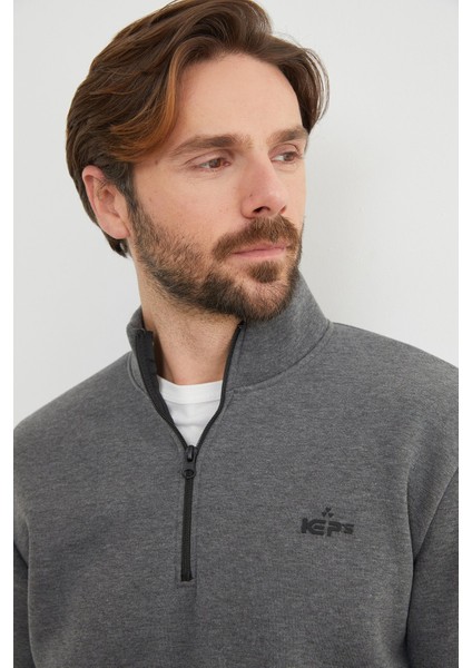 3 Iplik Yarım Fermuarlı Sweatshirt