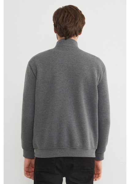 3 Iplik Yarım Fermuarlı Sweatshirt
