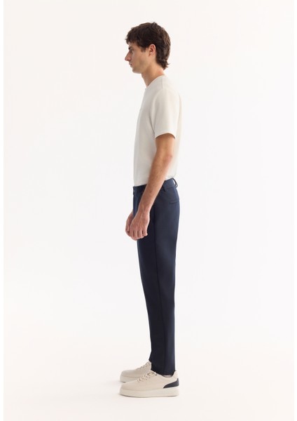 Erkek Lacivert Yanı Lastikli Viskon Karışımlı Slim Fit Chino Pantolon A52Y3053 modelleri
