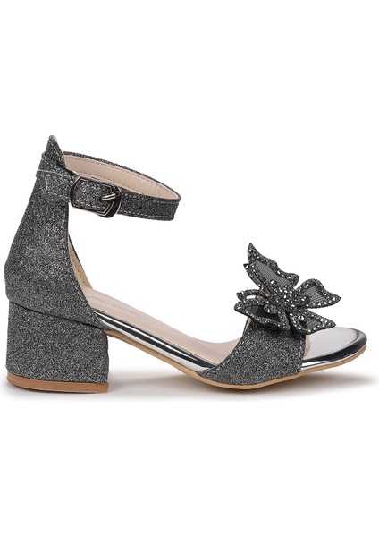 Zete Kum Simli Kız Çocuk 4 Cm Topuklu Sandalet Abiye Ayakkabı modelleri
