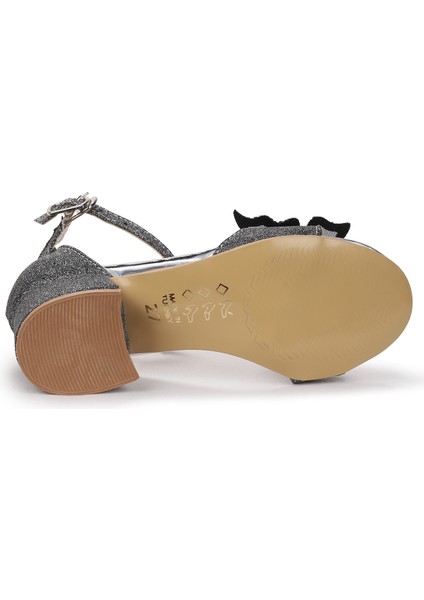 Zete Kum Simli Kız Çocuk 4 Cm Topuklu Sandalet Abiye Ayakkabı indirimleri