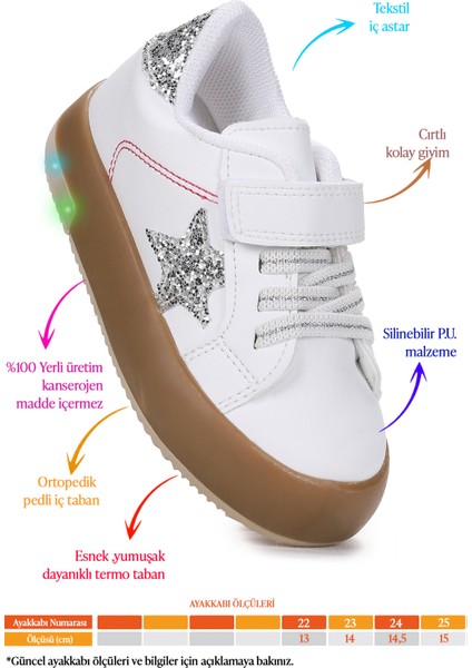 Rena Günlük Cırtlı Işıklı Kız Bebek Spor Ayakkabı fiyatları