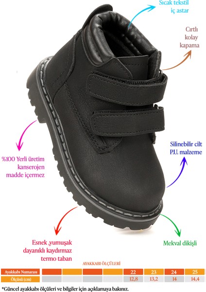 Azka Cırtlı Kız Çocuk Bot Ayakkabı Siyah - Siyah fiyatları