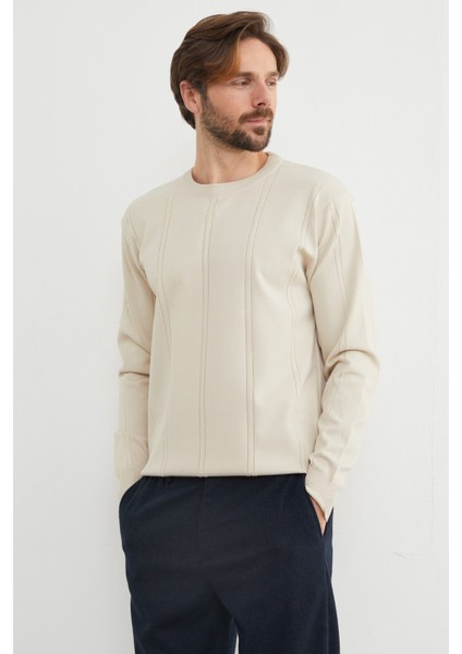 Şeritli Bisiklet Yaka Triko Kazak modelleri