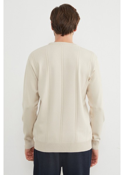 Şeritli Bisiklet Yaka Triko Kazak