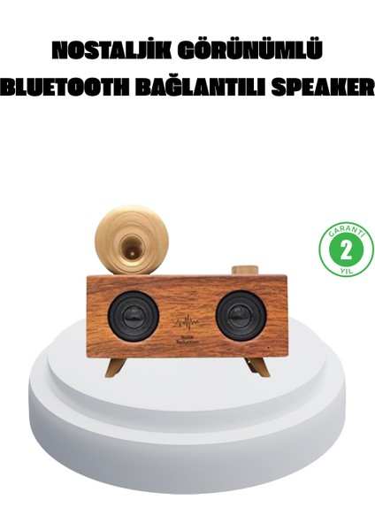 Çift Hoparlörlü Bluetooth Gramofon Speaker – Fm Radyo, Usb, Sd Kart ve Aux Girişli
