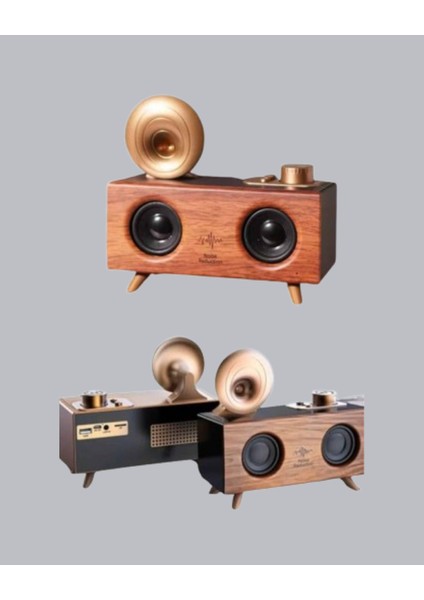 Çift Hoparlörlü Bluetooth Gramofon Speaker – Fm Radyo, Usb, Sd Kart ve Aux Girişli fiyatları