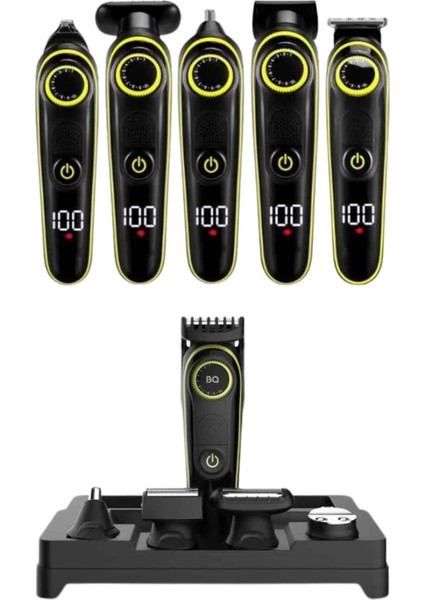 5 Başlıklı Şarjlı Tıraş Makinesi LED Ekran Saç Sakal Ense Tıraşına Uygun Bakım Seti indirimleri