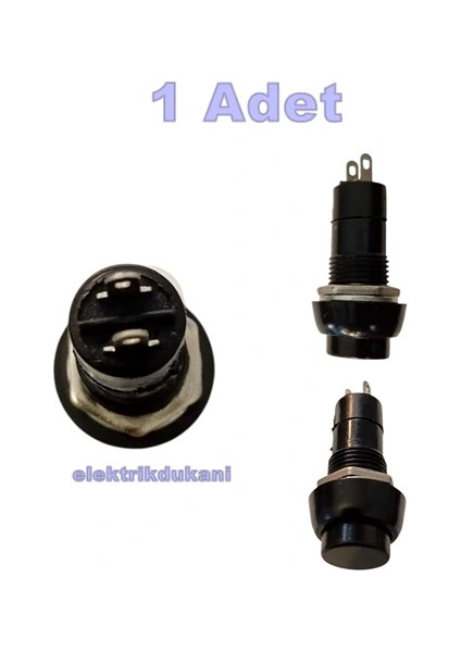 Plastik Siyah Yuvarlak Yaylı Buton Anahtar 12MM