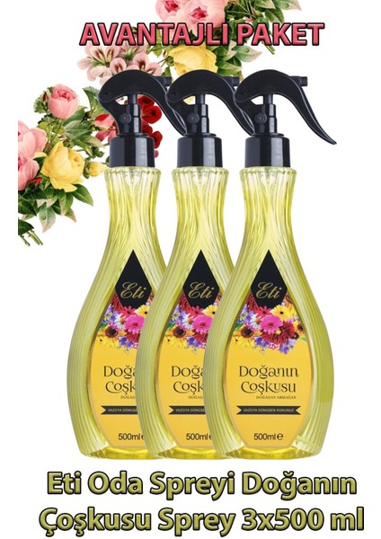 Eti Oda Spreyi Doğanın Çoşkusu Sprey 500 ml 3 Adet