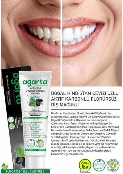 Asfstore Agarta Doğal Aktif Karbonlu Diş Macunu 100 ml modelleri