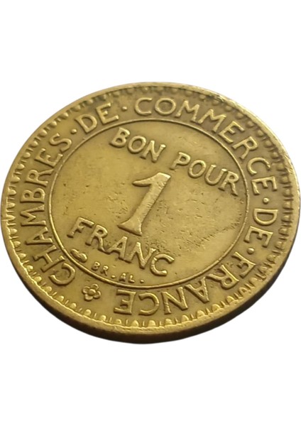 1924 Fransa 1 Frankyabancı Madeni Koleksiyon Para Lotu.