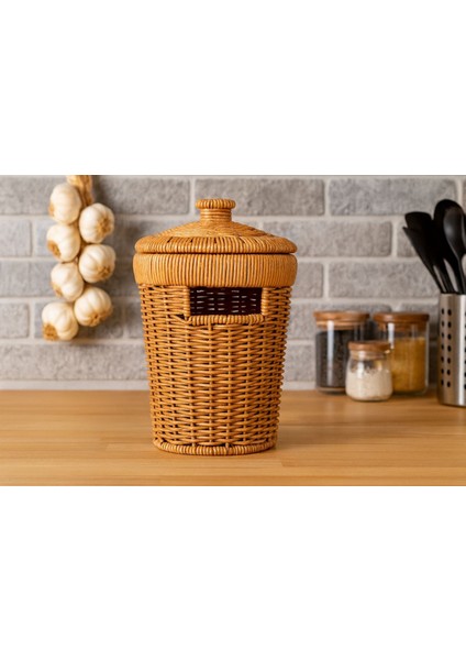 Rattan Konik Soğan-Patates-Sarımsak Çok Amaçlı Sepet 20 cm 1 Adet