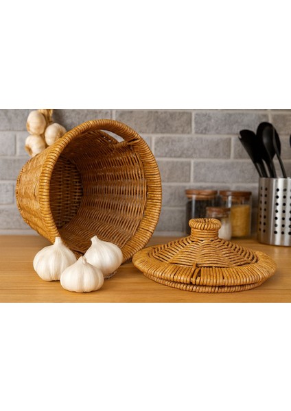 Rattan Konik Soğan-Patates-Sarımsak Çok Amaçlı Sepet 20 cm 1 Adet fiyatları