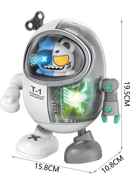 Işıklı Müzikli Kedi Robot Beyaz