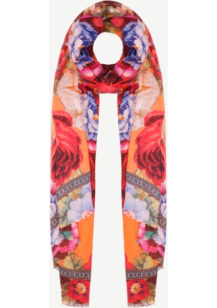 Çiçek Desenli Yün Şal