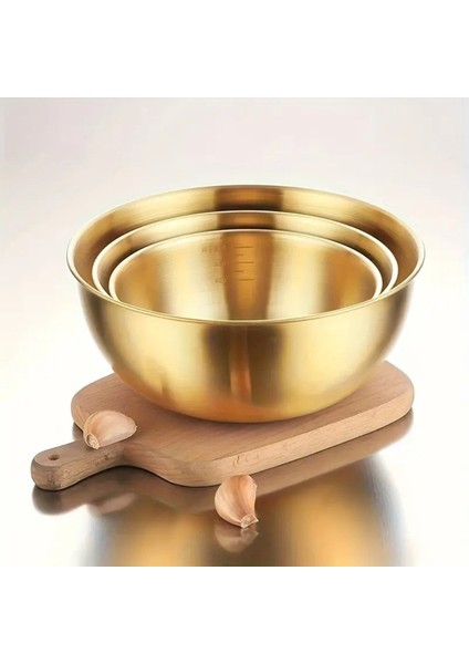 3'lü Gold Paslanmaz Çelik Karıştırma ve Salata Kasesi Çırpma 700-1200-1600 ml fiyatları