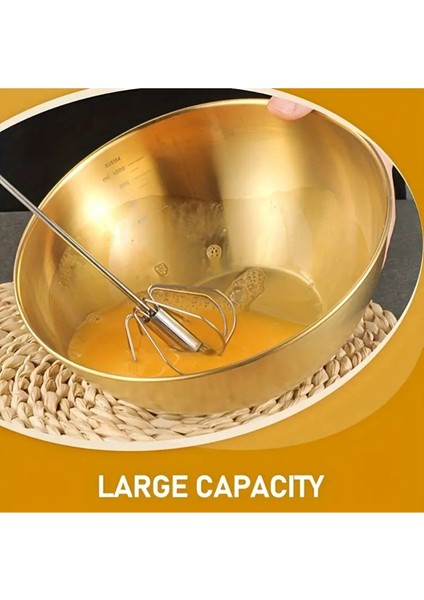 3'lü Gold Paslanmaz Çelik Karıştırma ve Salata Kasesi Çırpma 700-1200-1600 ml indirimleri