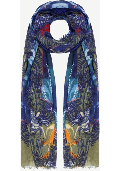 Çiçek Desenli Yün Şal